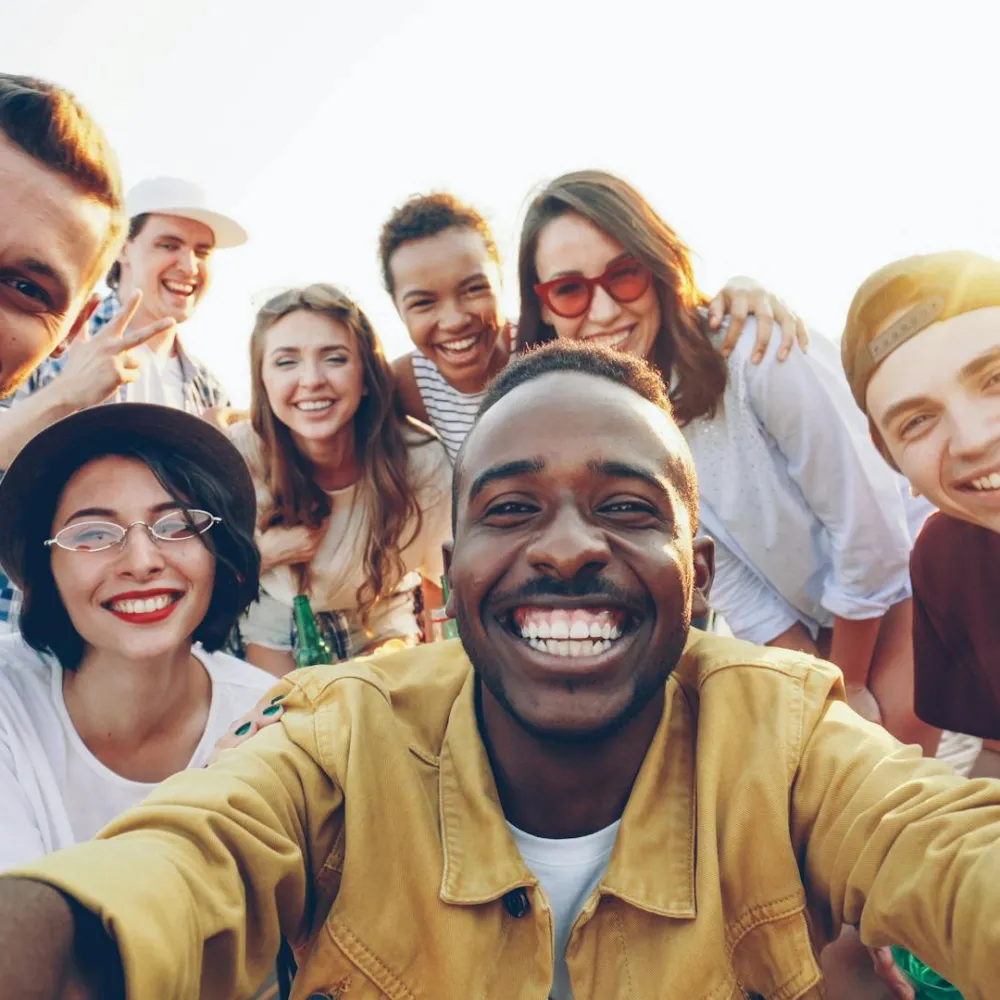 group selfie with young adults