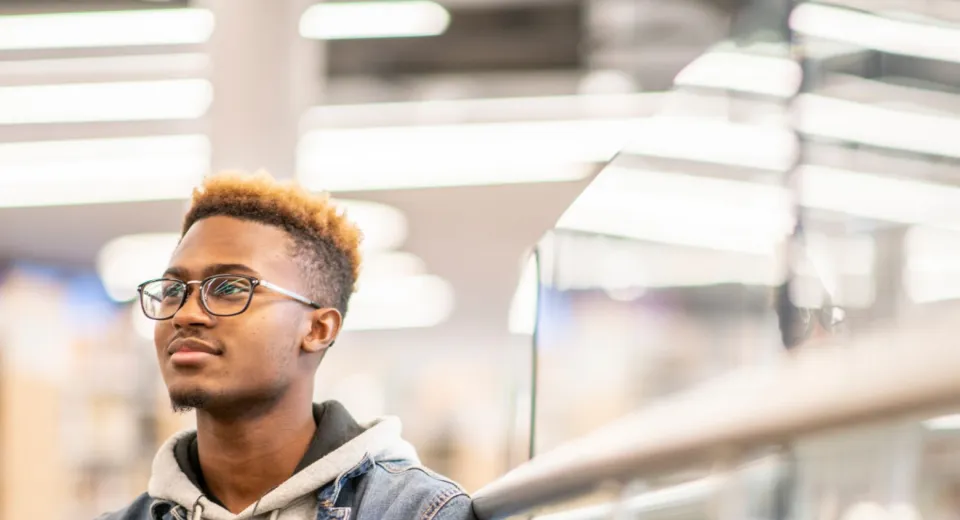 man looking away from camera